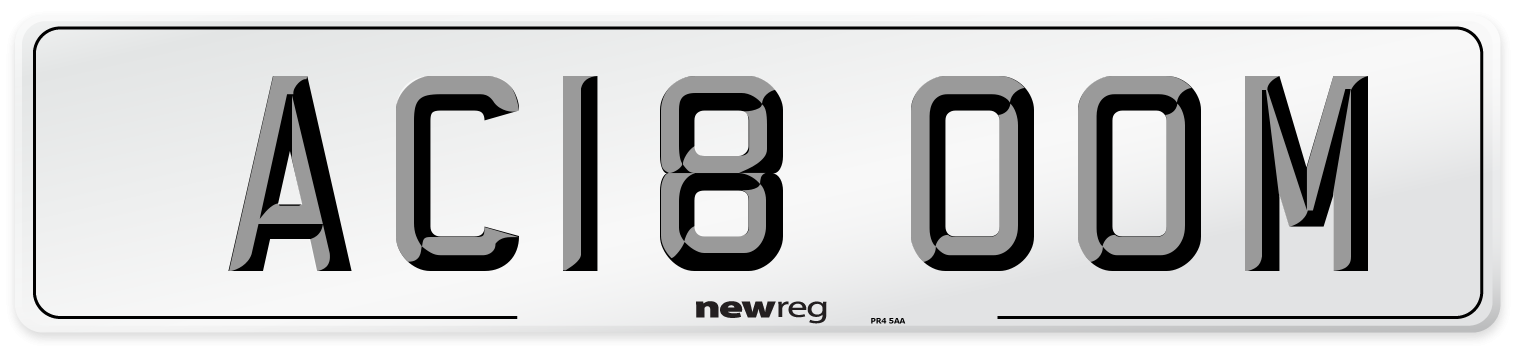 AC18 OOM Number Plate from New Reg